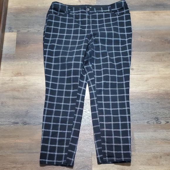 Ryan Wylde Black and Gray Check Tailored Stretch Trousers - Picture 1 of 10